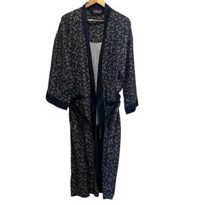 ROUNDTREE & YORKE Mens Paisley Print Bath Robe One Size w/Sash Cottage Preppy